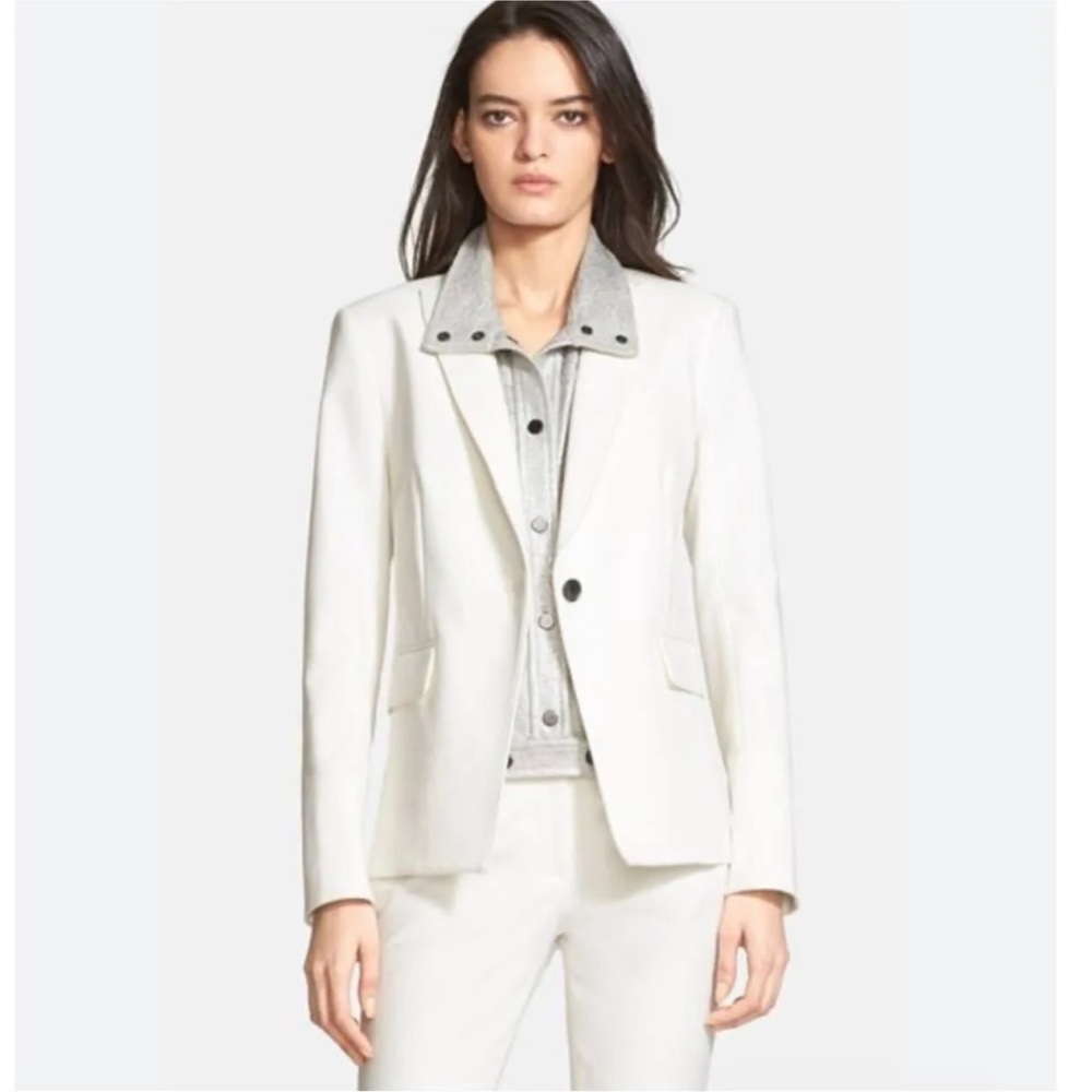 Veronica Beard Womens Ivory White Blazer Side Zip Jacket Silver Courreges Dickey